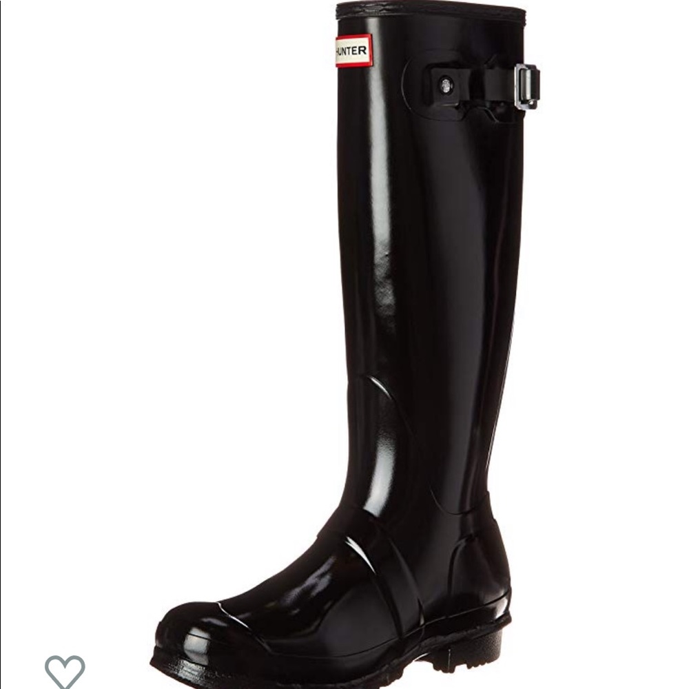 Hunter Boots tall black glossy